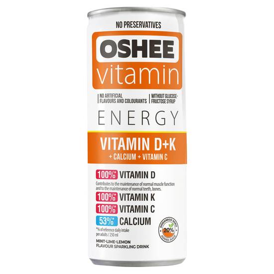 Oshee Vitamin Energy Mint-Lime-Lemon Flavour Sparkling Drink 250ml (Sugar levy applied)