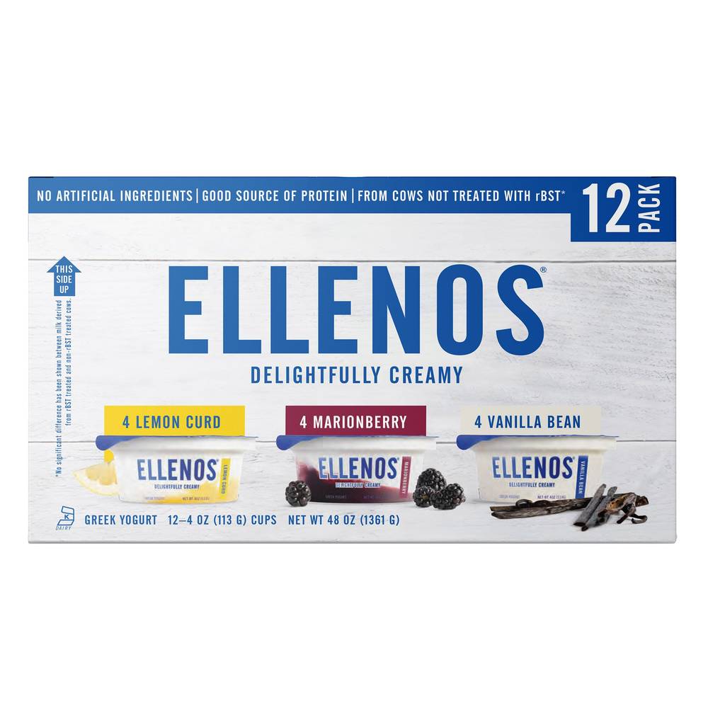 Ellenos Greek Yogurt, Variety Pack, 4 oz, 12-count