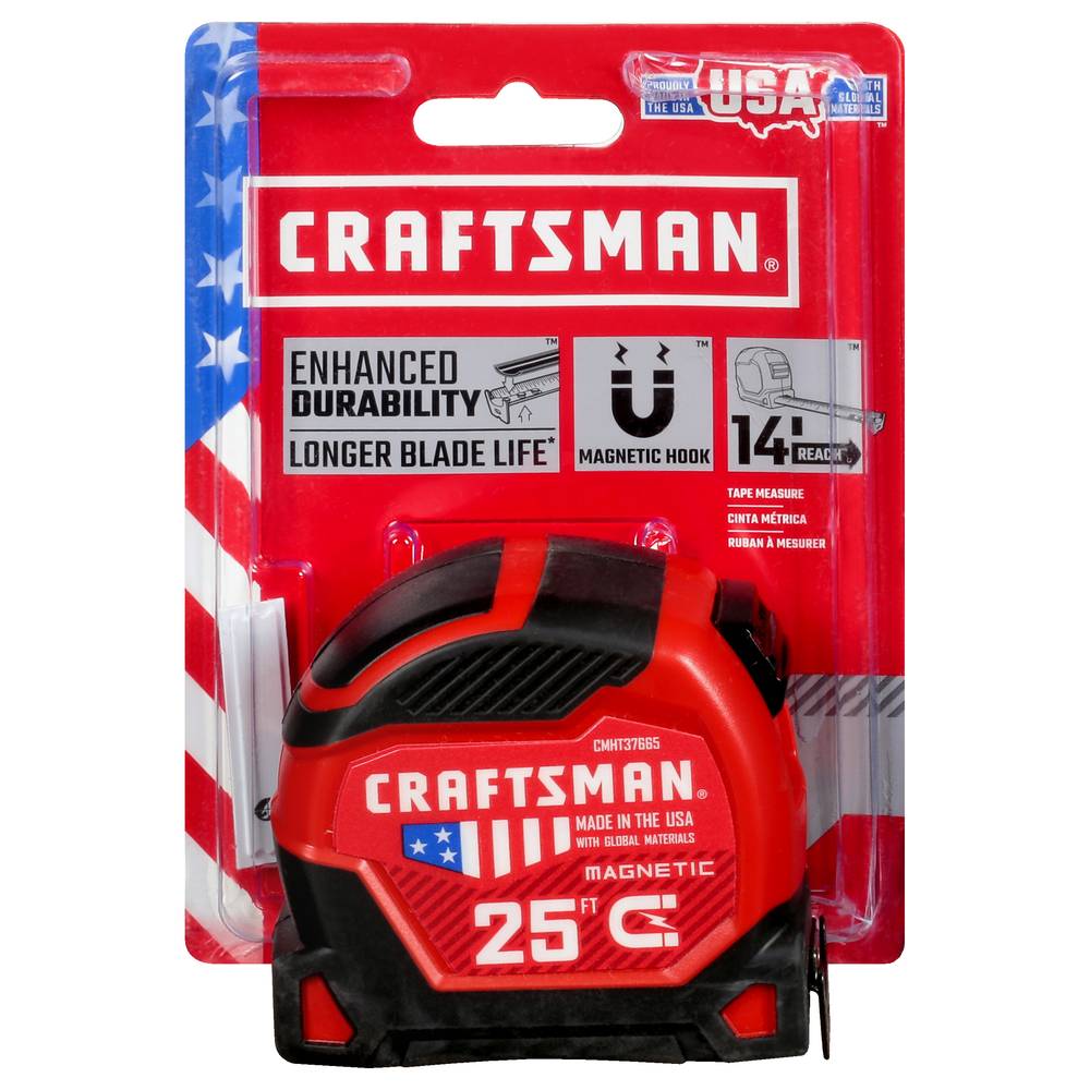 CRAFTSMAN 25 Feet Magnetic Tape Measure (black - red)