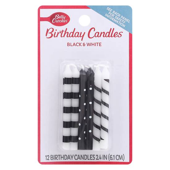 Betty Crocker Black & White Birthday Candles (12 ct)