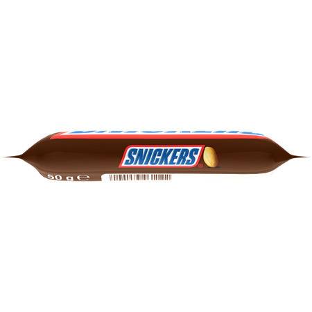 Barre chocolatée caramel et cacahuètes SNICKERS - la barre de 50g