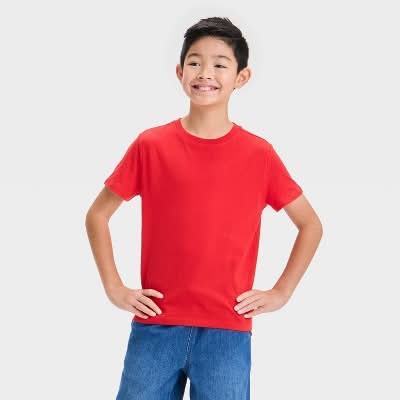 Cat & Jack Boys' Short Sleeve T Shirt, L, Red