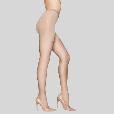 Hanes Premium Silky Sheer High Waist Top Control Pantyhose Hosiery, Women, XL, Nude