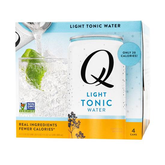 Q Mixers Light Tonic Water, 7.5 OZ Cans, 4 CT
