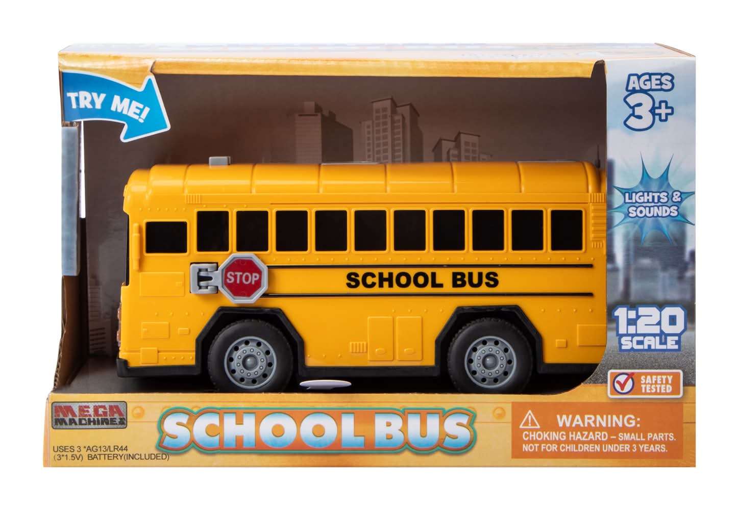 Mega Machines Friction-Powered Vehicle Toy School Bus