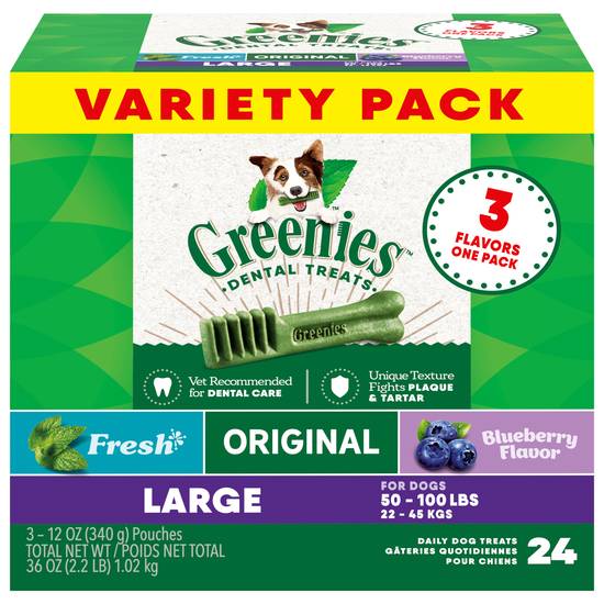 Greenies Large Dental Daily Dog Treats Variety pack (blueberry)