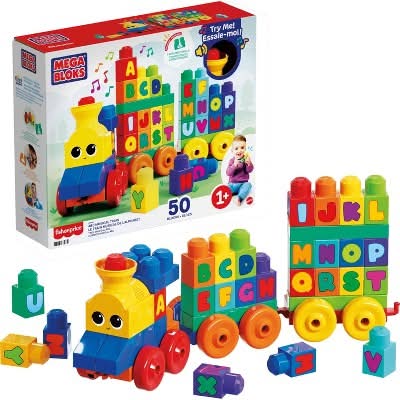 Mega Bloks Abc Musical Train Toy Building Blocks With Music 1+ (50 ct)