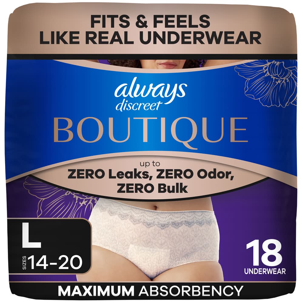 Always Rosy Boutique Incontinence & Postpartum Underwear Maximum Large
