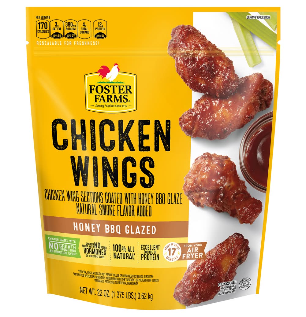 Foster Farms Chicken Wings, Honey Bbq Glazed (22 oz)