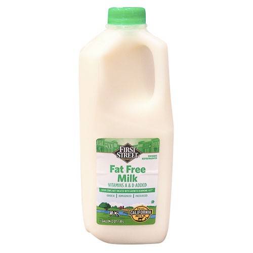 First Street · Fat Free Milk with Vitamin A & D (1/2 gal)