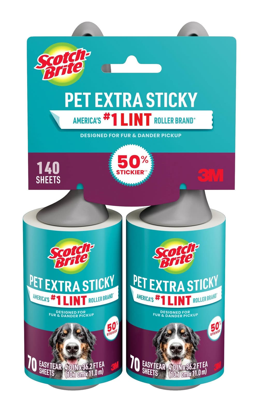 Scotch-Brite Pet Hair Pickup Lint Roller Value pack, 4 in x 36.9 ft (140 ct)