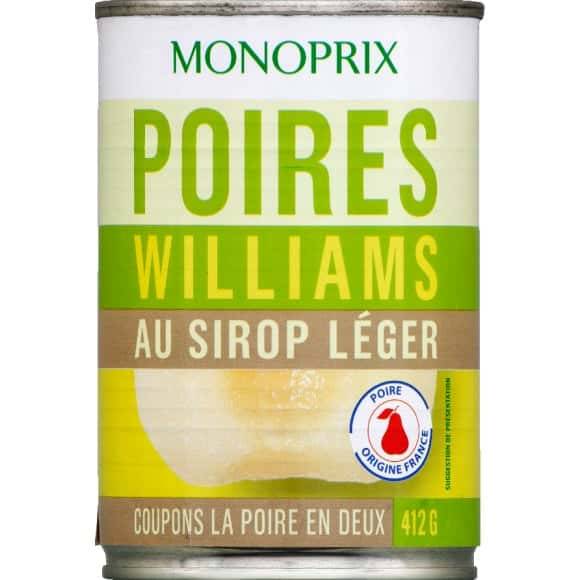 Monoprix Poires Williams Au Sirop Léger La Boîte De 225 G Net Égoutté