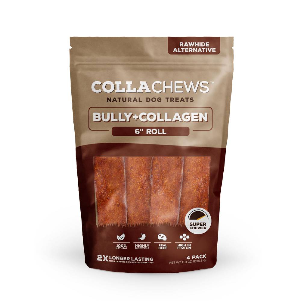 CollaChews Collagen Roll Dog Treats, Bully, 6" (8.3 oz, 4 ct)