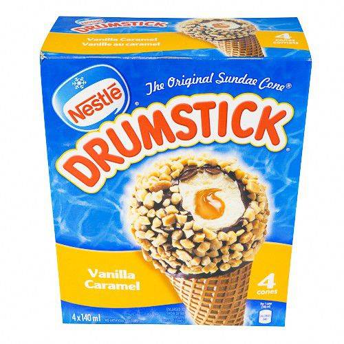 Nestlé cornets drumstick, vanille et caramel (4x 140ml) - drumstick sundae cone vanilla caramel (4 x 140 ml)