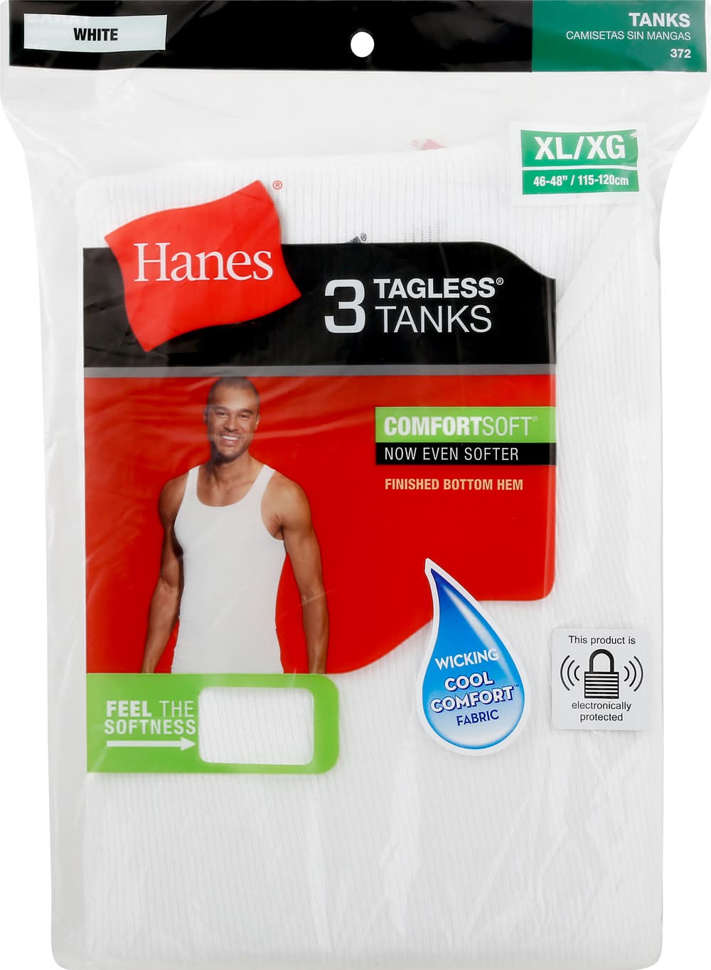 Hanes Tagless White Tanks, XL (3 ct)