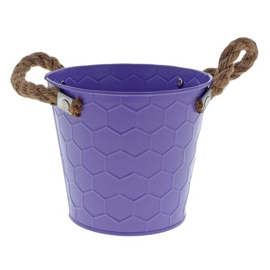 # Coloured Tin Flower Pot W/Jute Handles (13.5CMX9.8CM)