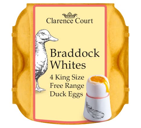 Clarence Court King, Braddock Whites Free Range Duck Eggs (4 pack)
