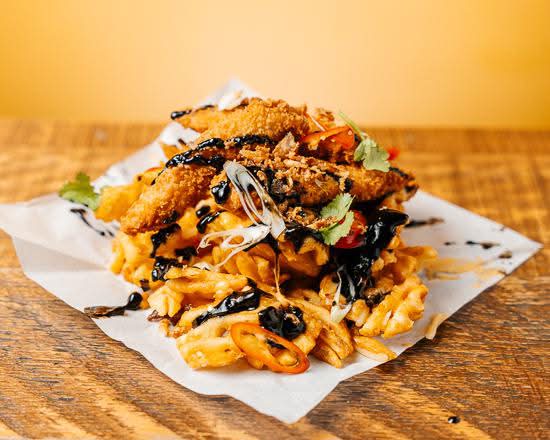 Loaded Waffle Fries* with Crispy Chicken