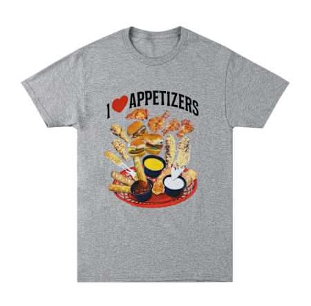 I <3 Appetizers Graphic Tee Small Gray