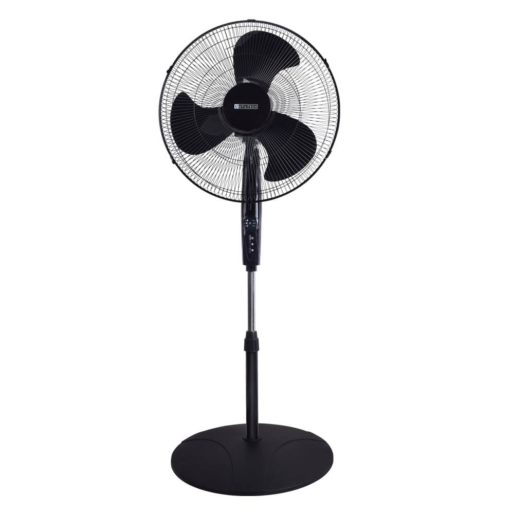 Utilitech 18-in 120-Volt 3-Speed Indoor Black Oscillating Pedestal Fan with Remote | SD18-9RR