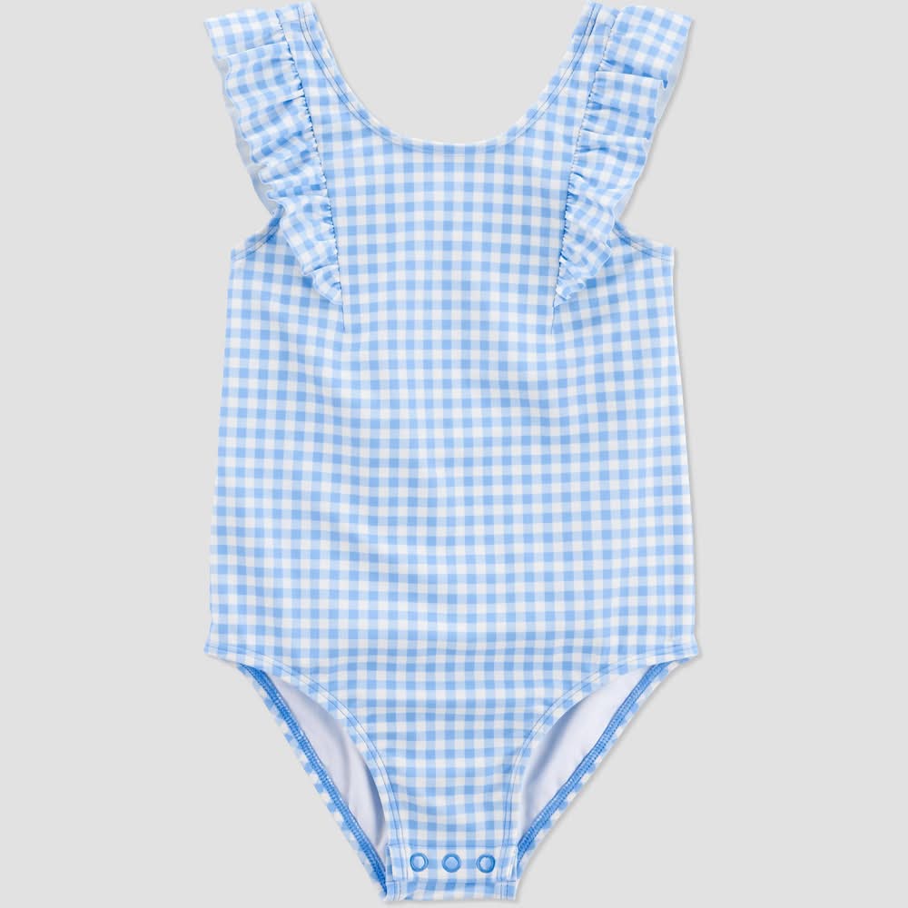 Carter's Just One You Toddler Girls' Ruffle Gingham One Piece Swimsuit, 2T, Blue