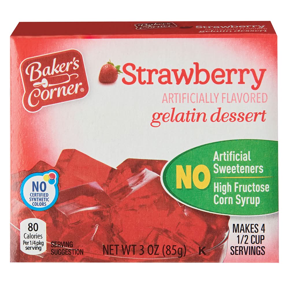 Baker's Corner Gelatin Dessert, Strawberry (3 oz)