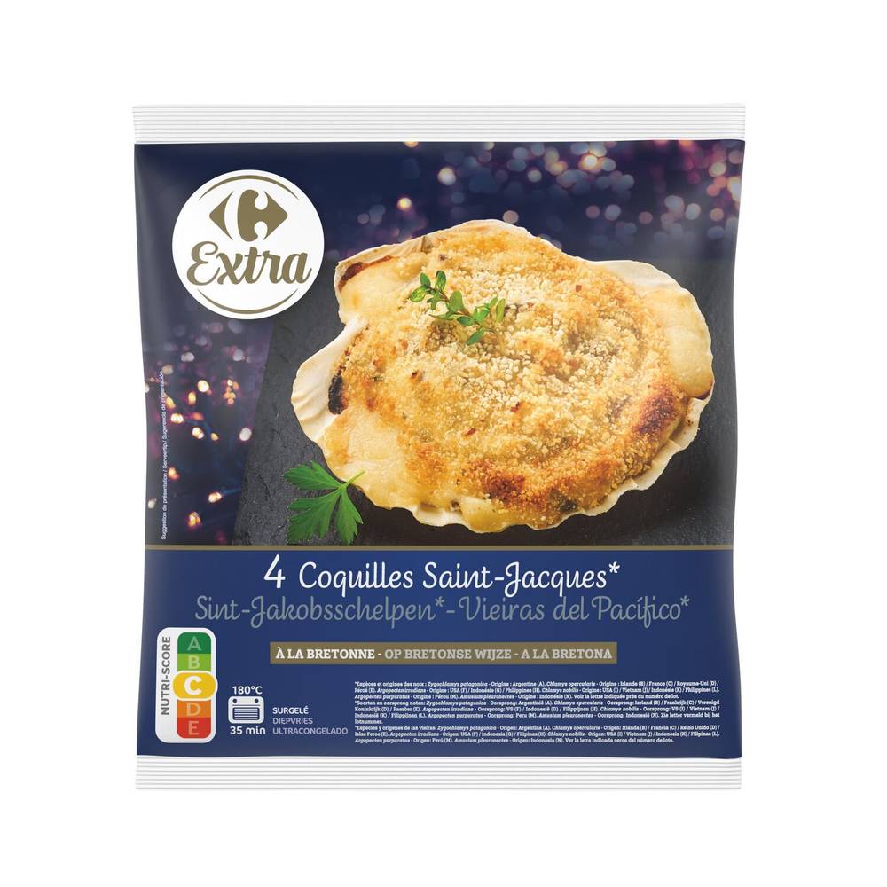 Carrefour Extra - Coquilles saint jacques cuisinées à la bretonne (4 pièces)