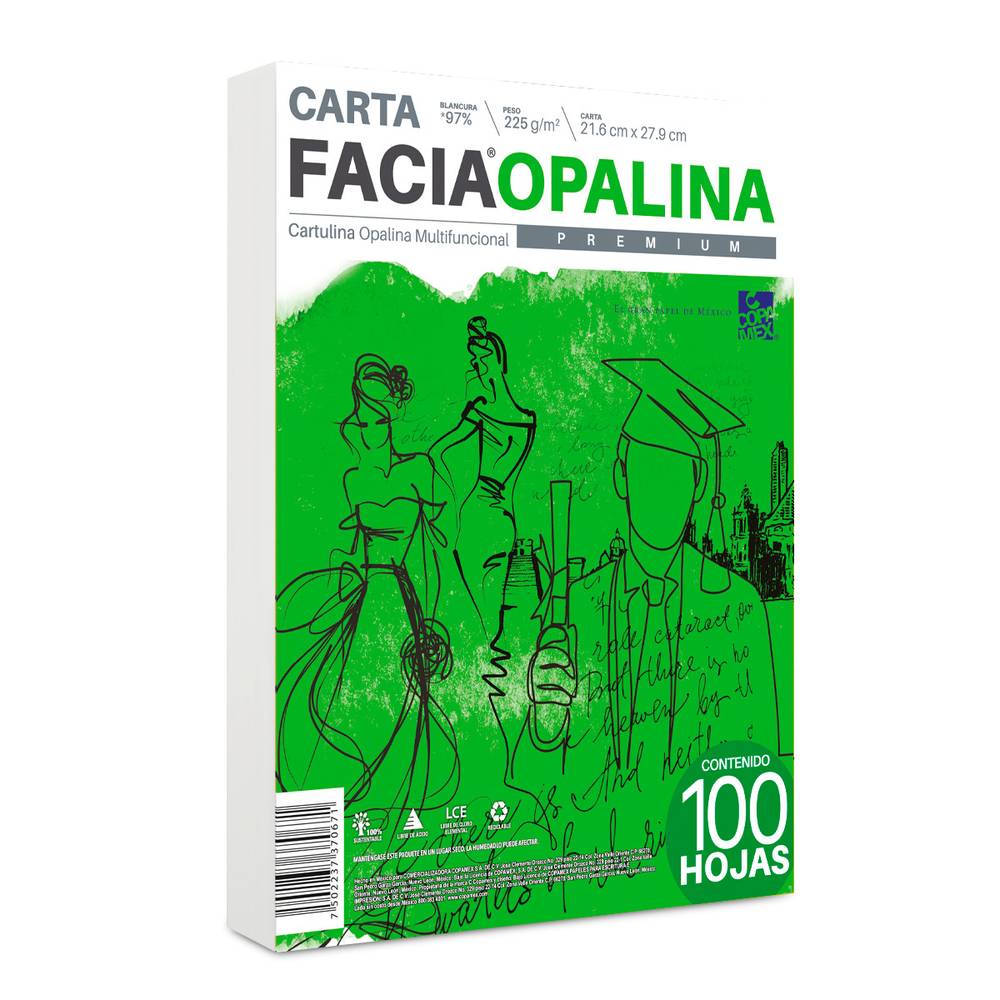Copamex papel cartulina opalina blanca (pack 100 piezas)