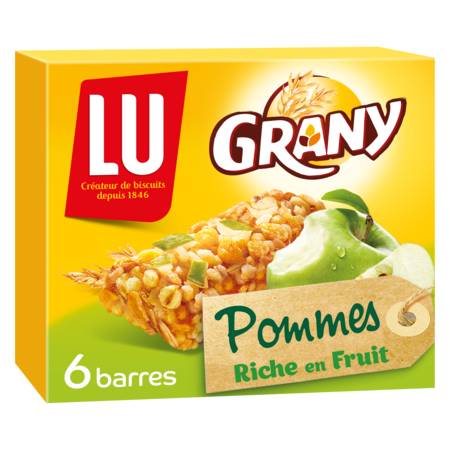 Barres céréales aux pommes GRANY - La boîte de 6 barres - 125g