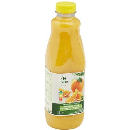 Jus d'orange pur jus sans pulpe Carrefour Extra - la bouteille d'1L