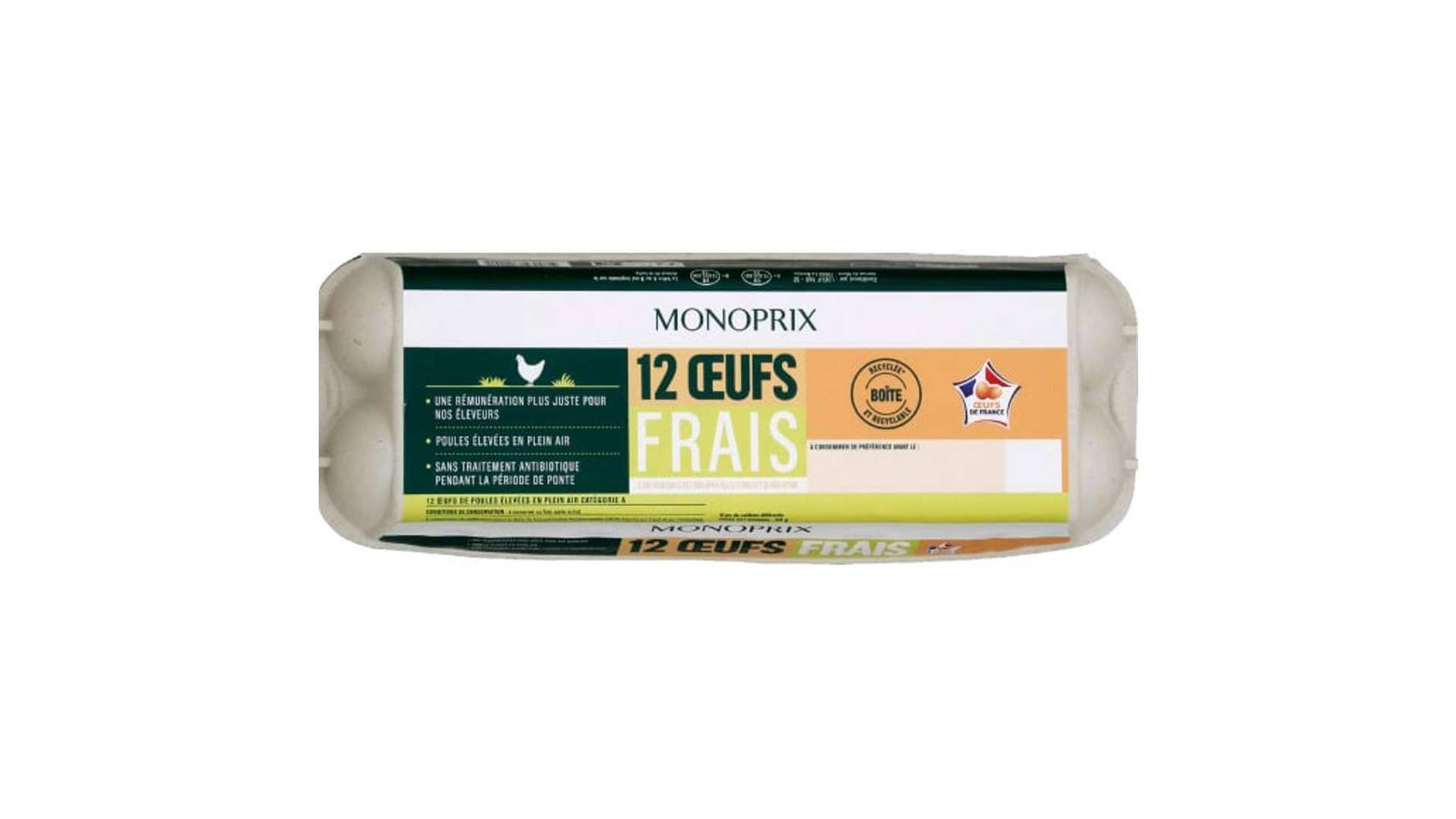 Monoprix Oeufs frais La boîte de 12