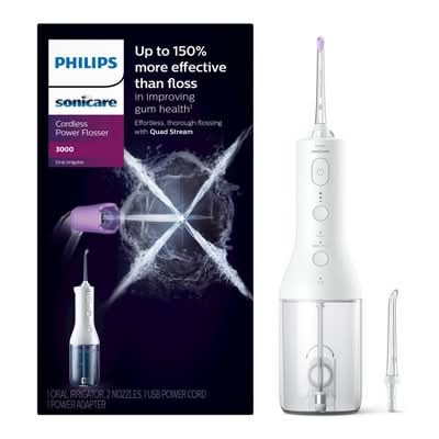 Sonicare Philips Power Flosser 3000 Cordless Electric Flosser, White