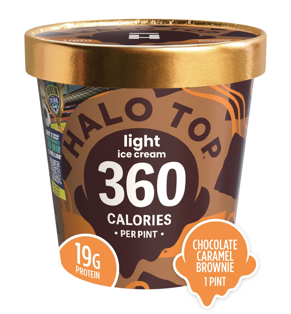 Halo Top Light Ice Cream, Chocolate Caramel Brownie (19.21 fl oz)