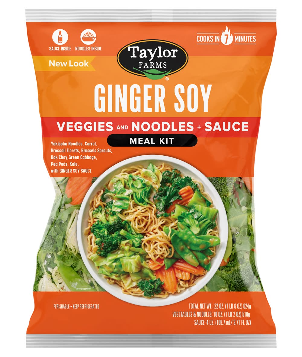 Taylor Farms Ginger Soy Veggies and Noodles & Sauce Meal Kit (22 oz)