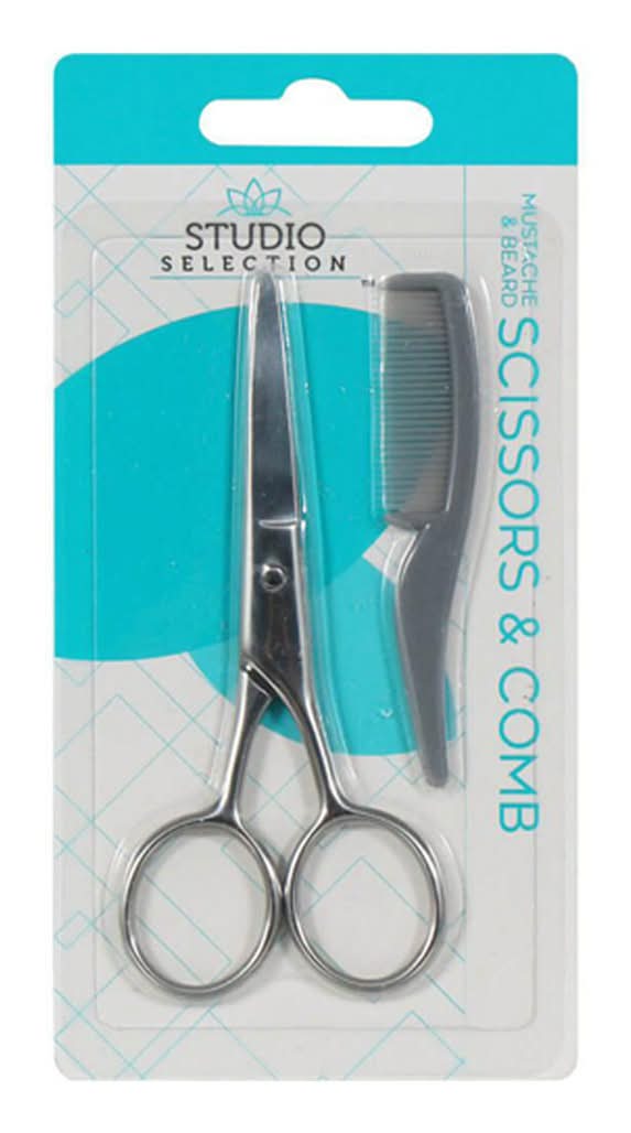 Studio Selection Mustache Scissors & Comb Pack Of 2