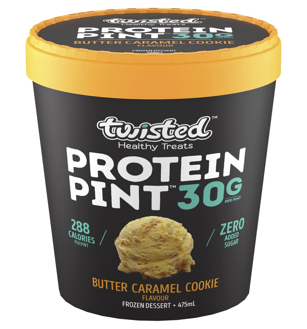 Twisted Healthy Treats Protein Pint Frozen Dessert Ice Cream, Butter Caramel Cookie (475mL)