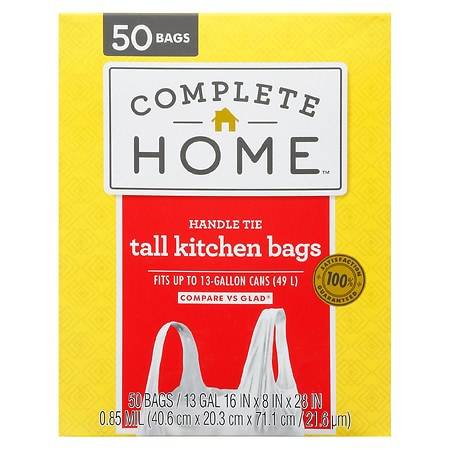 Complete Home Handle Tie 13 Gallon Tall Kitchen Bags
