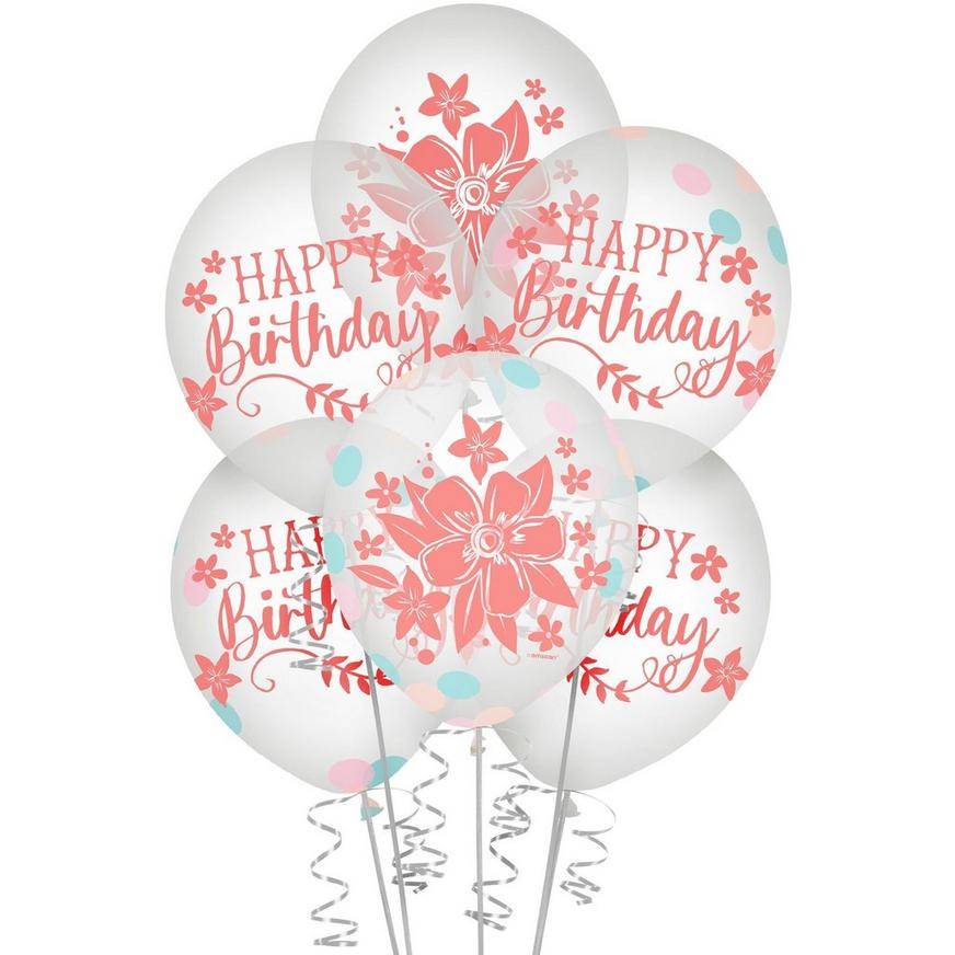 Uninflated 6ct, 12in, Free Spirit Boho Birthday Confetti Latex Balloons