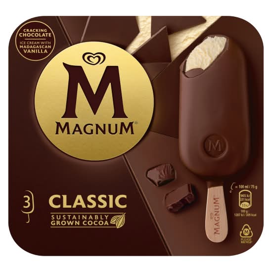 Magnum Vanilla-Chocolate, Classic Ice Cream Bars (3 x 100ml)