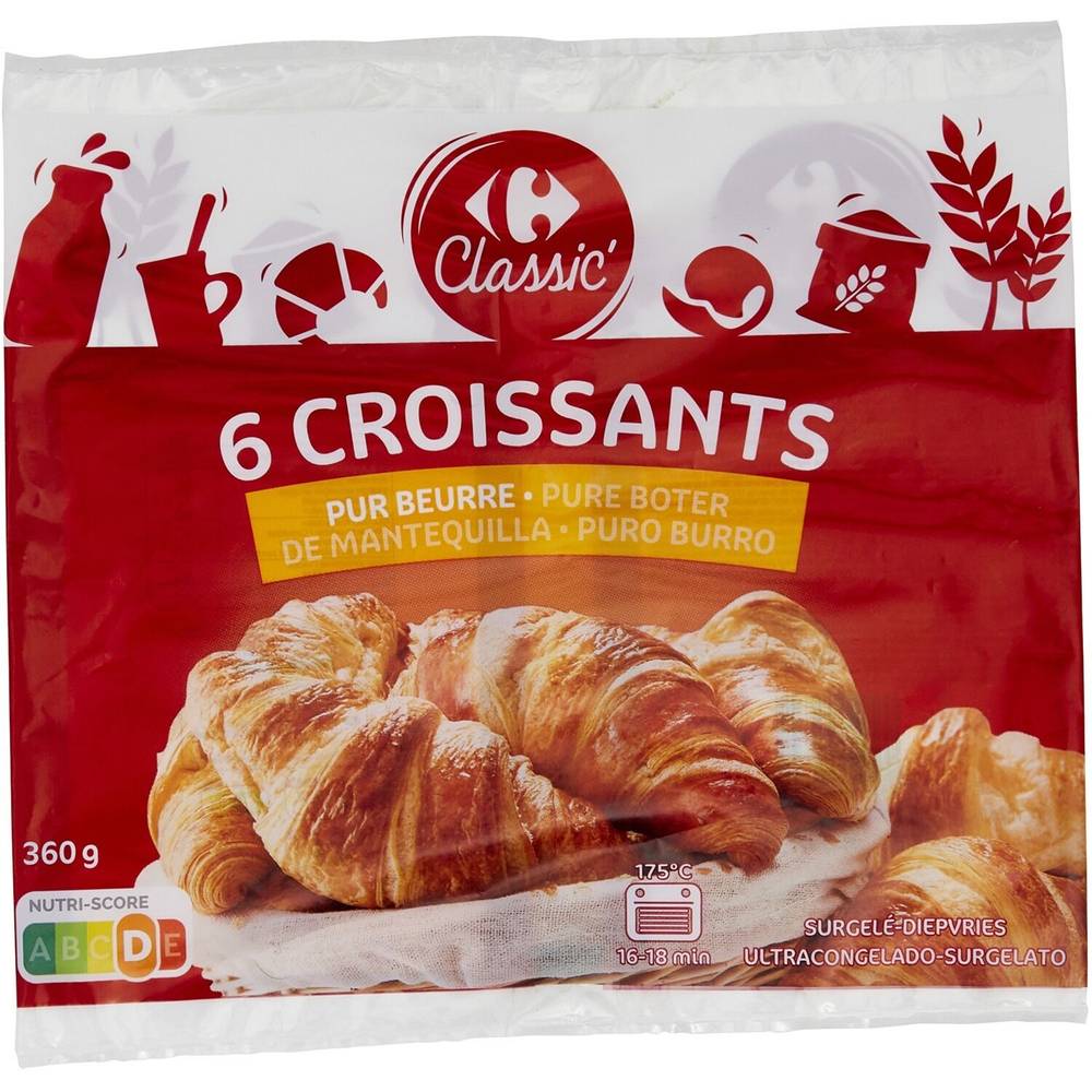 Croissants pur beurre CARREFOUR CLASSIC' - le paquet de 6 - 360g