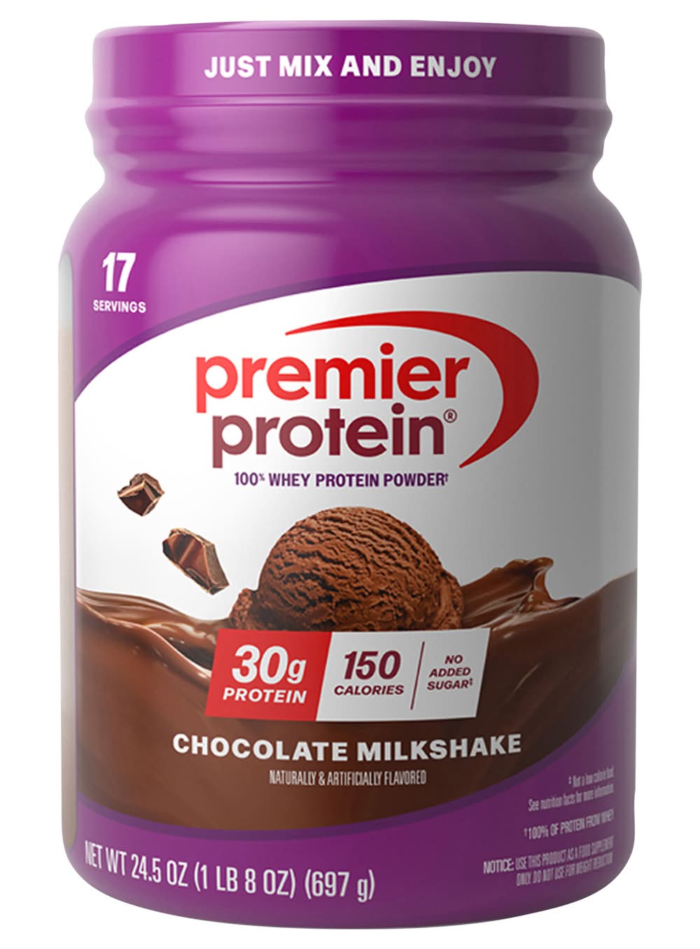 Premier Protein Whey Protein Powder, Chocolate Milkshake (24.5 oz)