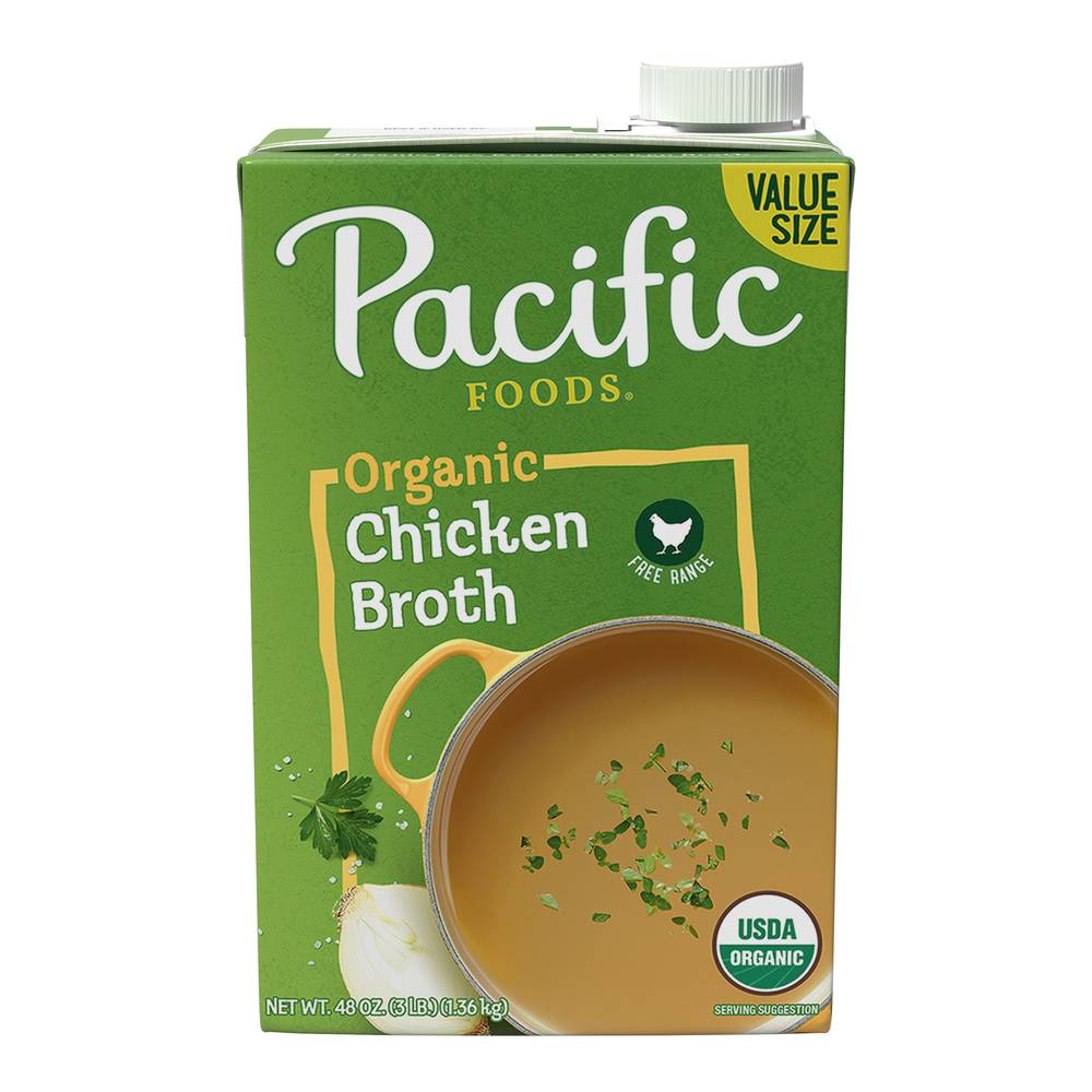 Pacific Foods Organic Free Range Chicken Broth, Carton (48 oz)