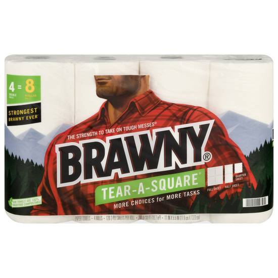 Brawny Tear-A-Square 2-ply Double Rolls Paper Towels (4 rolls)