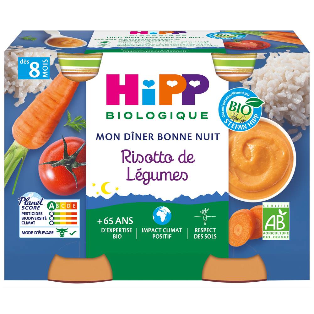 HiPP - Petit pot bio pour bébé risotto de légumes dès 8 mois (380g)