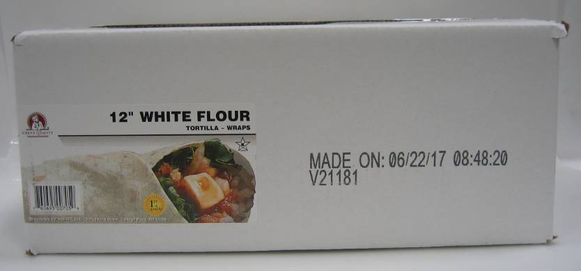 Chef's Quality - 12" White Flour Soft Tortillas or Wraps - 12ct Pack