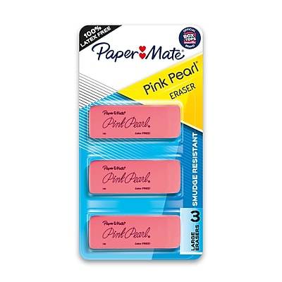 Paper Mate Pink Pearl Smudge Resistant Eraser (3 ct) (large)(pink)