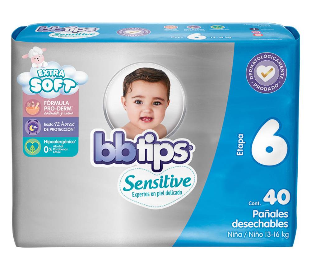 bbtips · Pañales desechables, unisex, Talla 6 - XLG (40 un)