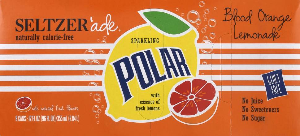Polar Blood Orange Lemonade Seltzer (8 ct, 12 fl oz)