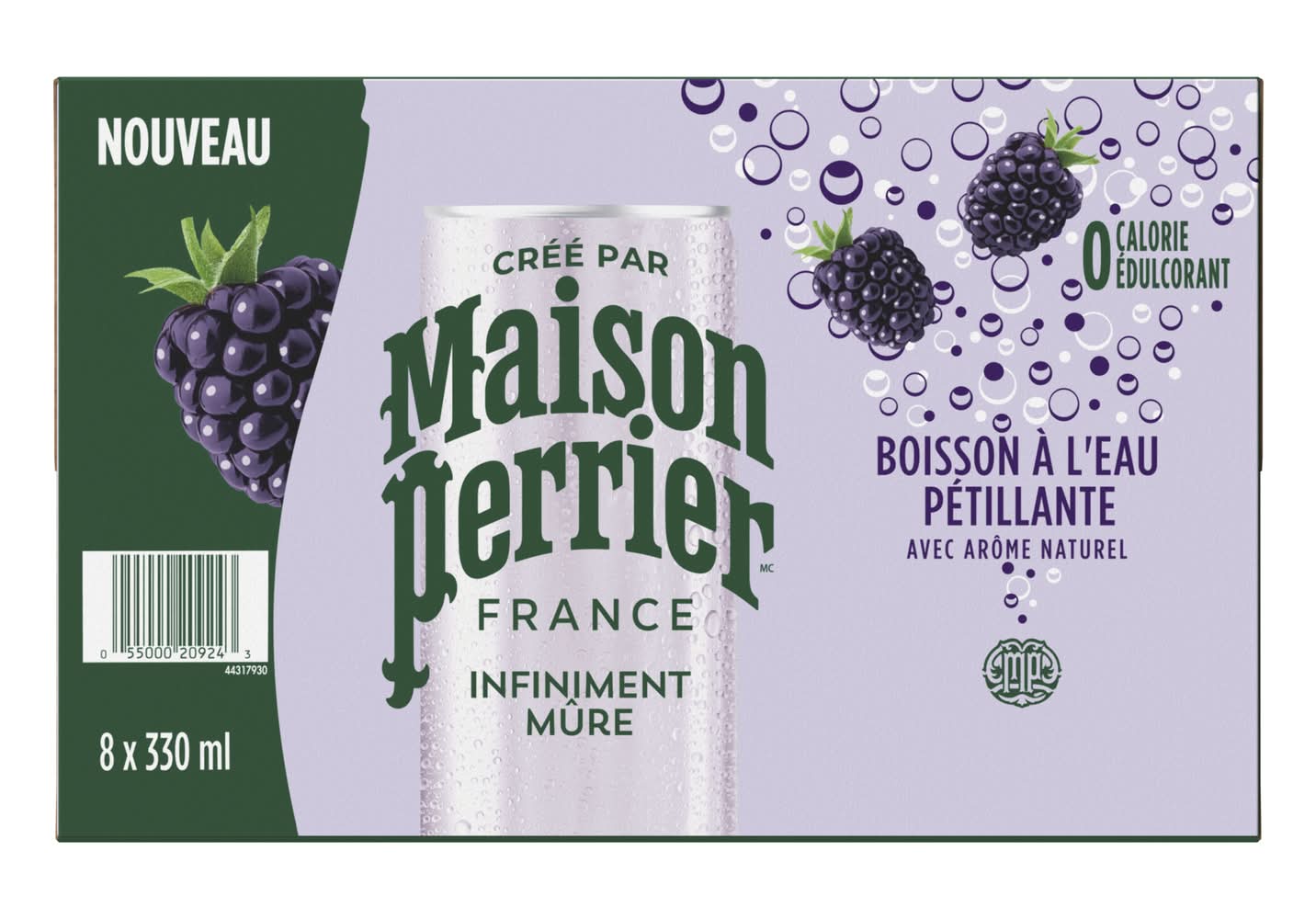Maison Perrier Sparkling Water Beverage, Blackberry (8 x 330 ml)
