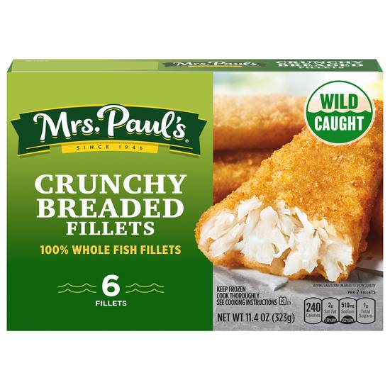 Mrs. Paul's Crunchy Breaded 100% Whole Fish Fillets